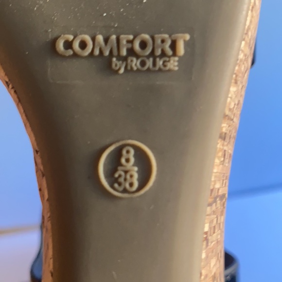 🆕 Black Patent Cork Wedged Strappy Patform Heels !!! - Picture 13 of 16